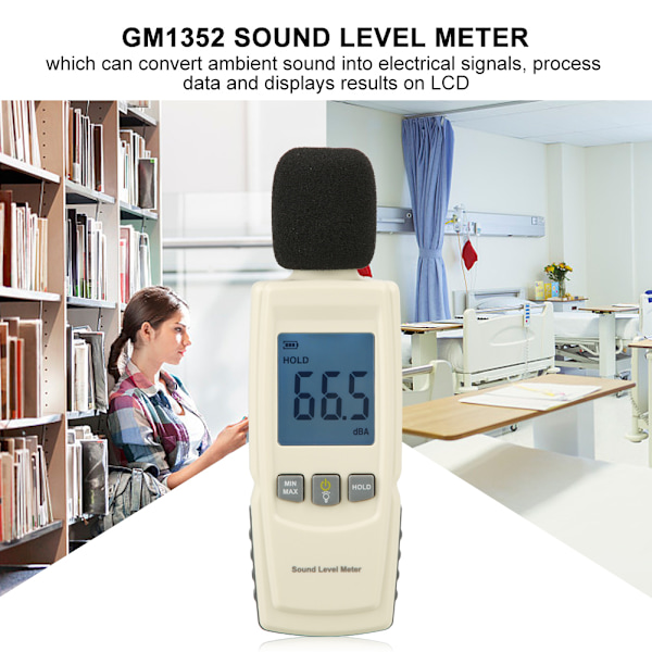 GM1352 Kannettava digitaalinen LCD-äänitasonmittari Meluntestaaja 30dB - 130dB desibeliä