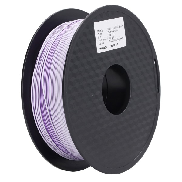 3D Printer PLA Filament Dual Color Purple White Neat Wiring Smoothly Printing Silky Appearance Printer Filament