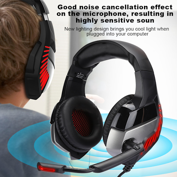 Headset til hovedmonteret computer med lysende gaming-headset til PS4 (sort rød)