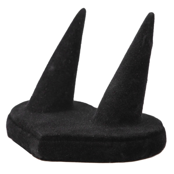 Black Velet Finger Display Ring Hållare Showcase Stand Smycken Rings Organizer (2 fingrar)