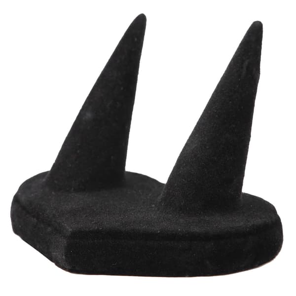 Sort Velour Finger Display Ring Holder Showcase Stand Smykker Ringe Organizer (2 Fingre)