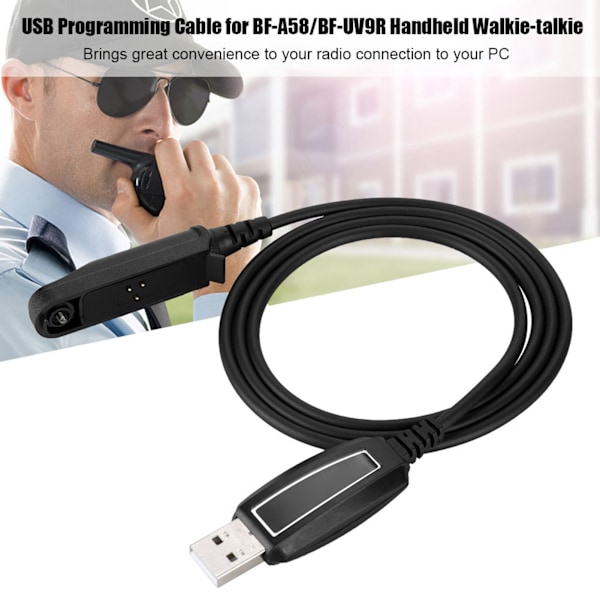 1M Programmeringskabel för Walkie Talkie med CD-drivrutin för Baofeng BF-A58/BF-UV9R Radio