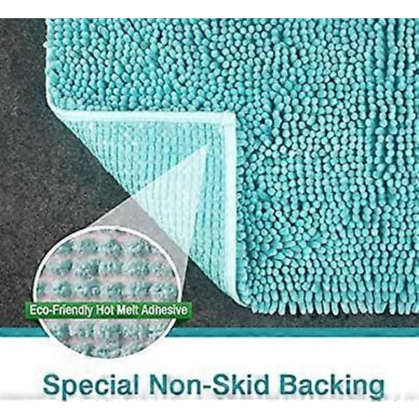 Skridsikkert bademåtte med lange luv i mikrofiber chenille 35X60 cm, maskinvaskbart gulvtæppe med blød vandabsorberende mikrofiber chenille