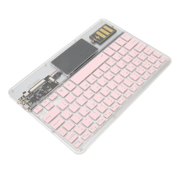 Trådløst Bluetooth-tastatur Multifunksjonelt akryltastatur for Windows for Android for IOS Rosa