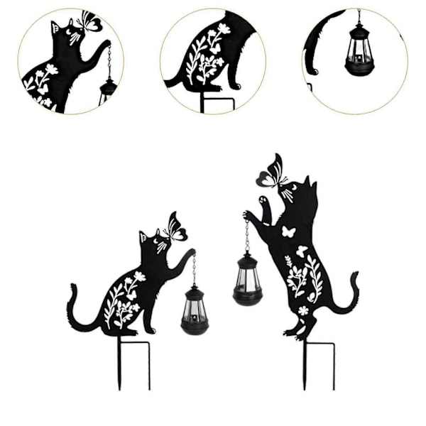 Have Solcelle Kat Lampe Dekoration Altan Jule Kat Figur med Lanterne