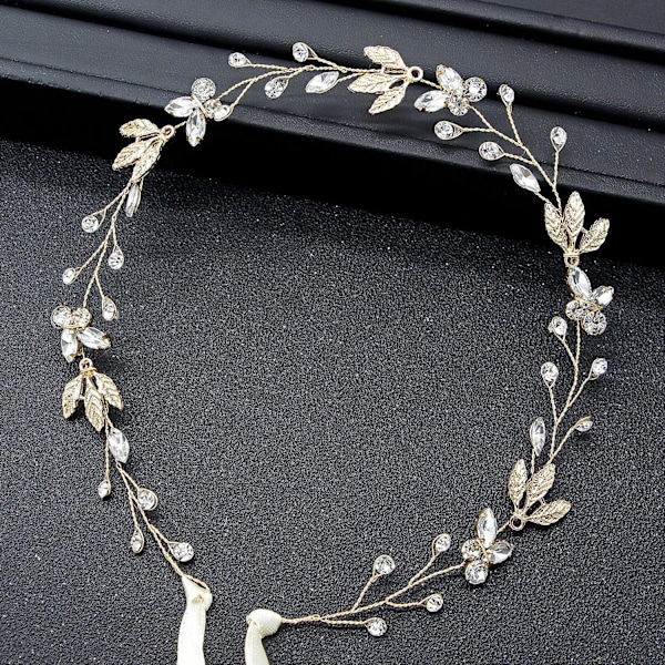 Silver Crystal Brudgum Huvudband Tiara Pärla Hårtillbehör för Bröllop Bal Födelsedagsfest 2 st