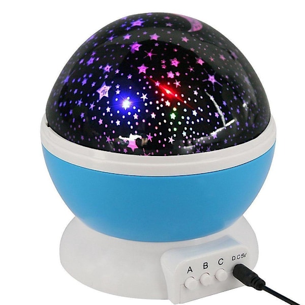 Baby Natlampe Projektor med Fjernbetjening og Timer - 360 Graders Rotation, Blå