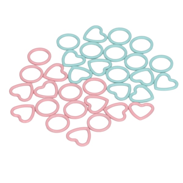 32 stk. strikkepindemarkører runde hjerteformede metal hæklemaskemarkører ringe til DIY håndlavede håndværk pink blå
