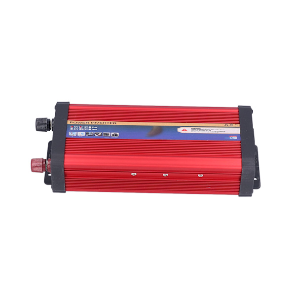 1000W Bilströminverter Modifierad Sinusvåg Dubbla USB-portar Snabbladdning Aluminiumlegering Röd 12V-110V