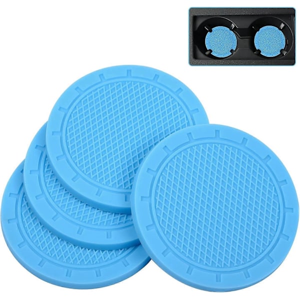 Bilunderlägg, Wisdompro 4-pack PVC Bilmuggshållare Inlägg Underlägg (2,75\" Diameter, Ljusblå)
