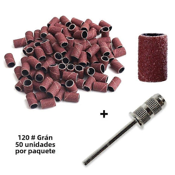 Elektrisk Manikyr Tillbehörsset 100/50st Slipband 180/120/80 Grit Nagelgraveringsbit Pedikyrverktyg BEND261 ND280-120-50pcs