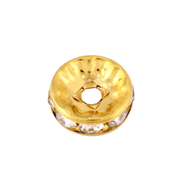 100 stk/sett Legering rhinestone løs sjarm spacer perle for smykker å lage (gull 8 mm)