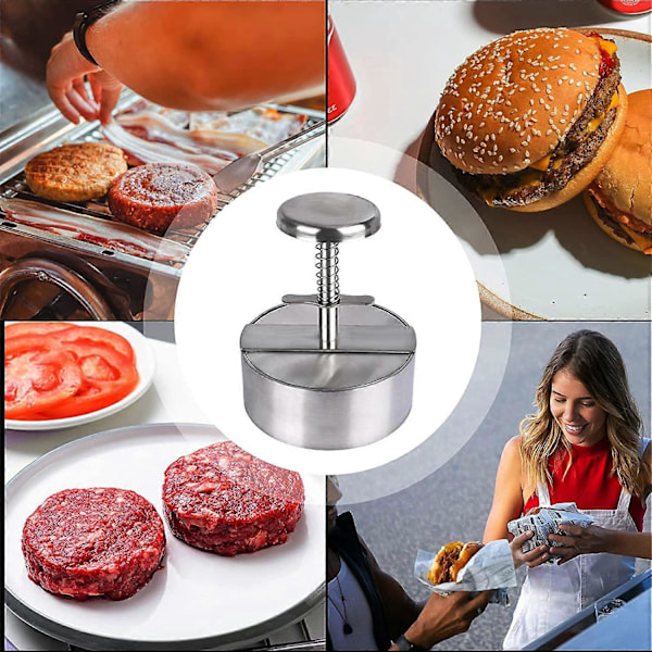 L 14*14) Hamburgerpress, 304 Rostfritt Stål Hamburgerpress, Justerbar Hackbiff Hamburgerpress, Lätt att Använda, Non-Stick Hamburgerpress för Familjesammankomster