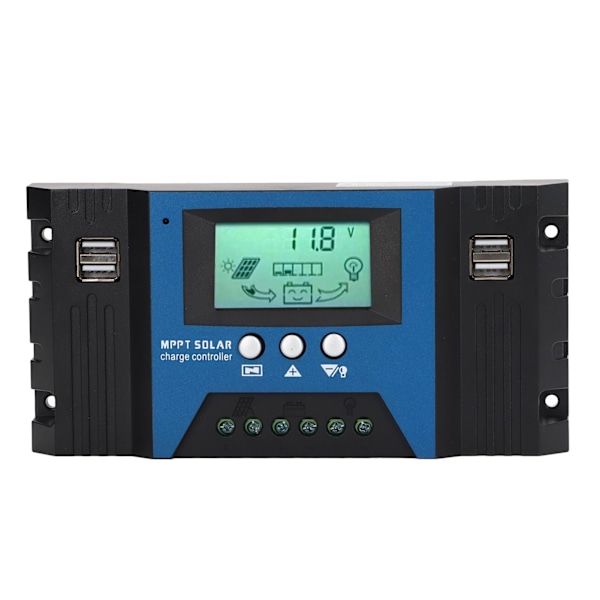 12V 24V Solar Charge Controller Regulator 4 USB Ports 5V 2.5A Parameter Adjustable LCD Display for Home RV Boat 100A