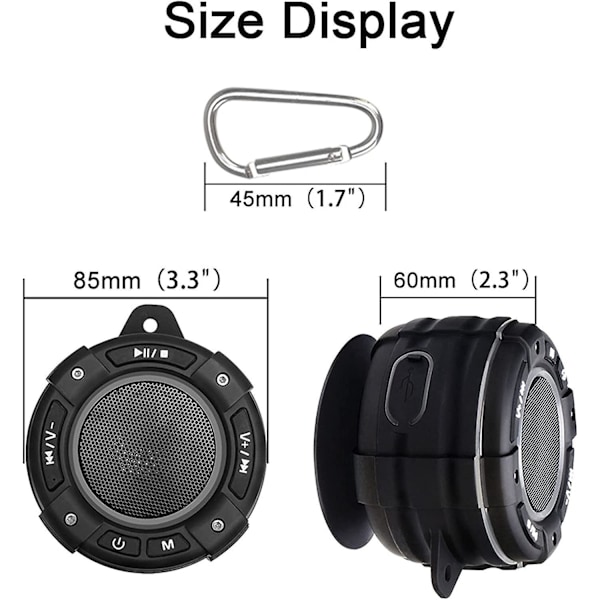Bluetooth Duschradio, Radiohögtalare, Dammtät Bärbar Trådlös Bluetooth 5.0 Högtalare, FM-radio, Stereo, Färgglad LED-effekt, för Dusch, Simning
