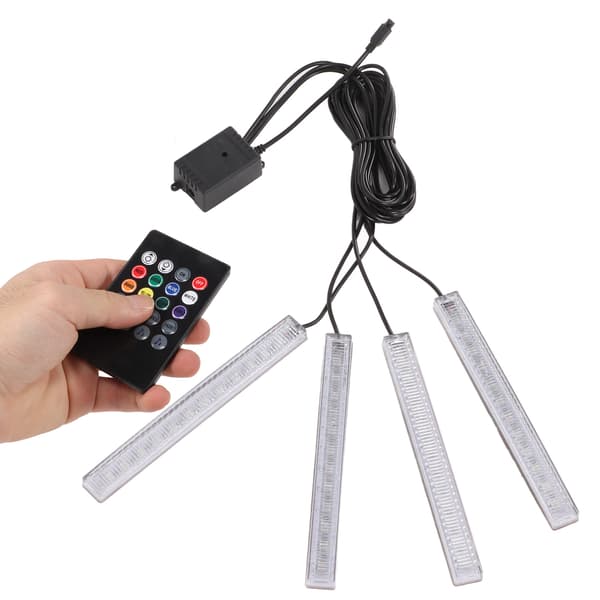 Interiør Bil Ambient Lys 4 Linjer Multifunksjon Mikrofon Universell Fargerik Bil Sole LED Lampe
