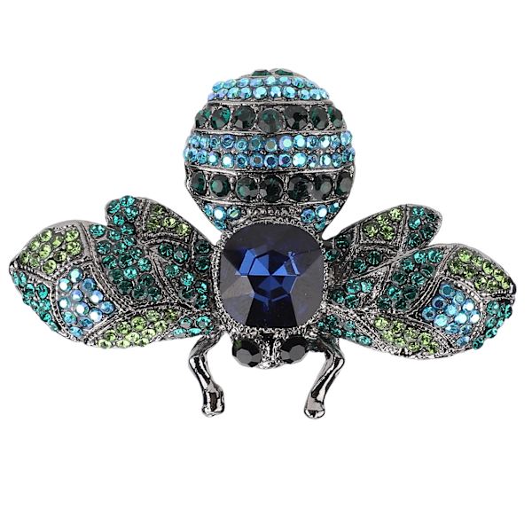 Brosch Smycken Retro Bee Form Legering Attraktiv dekorativ Strass Nål prydnad för kappa Kostym Blå