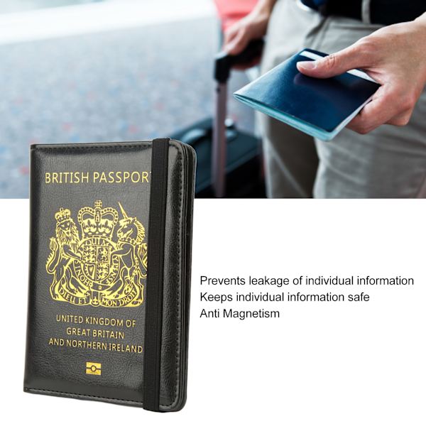Anti-tyveri vanntett passdeksel med elastisk belte - Multicard reiseveske for ID-kort