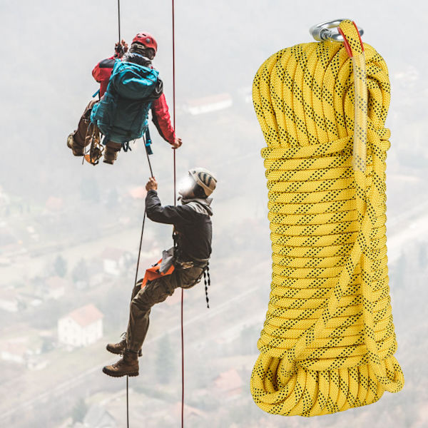 30 m udendørs klippeklatring flugtreb 10 mm diameter sikkerhed overlevelsessnor (gul)