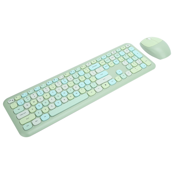 Trådløst tastatur musekombinationer 110 taster 2,4GHz chip til kontorhusholdningscomputertilbehør Grøn blandet farve