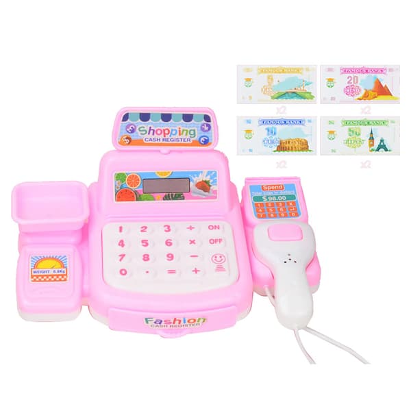 Mini Pink Kassa Leikkisetti Lasten Kauppapelissä
