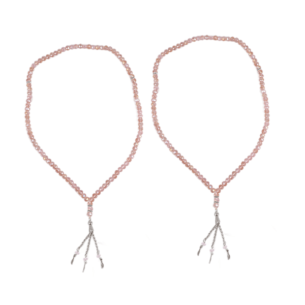 2 st muslimska bönepärlor 99 pärlor Mihrab-separatorer Räkna utsökt design Tasbih bönepärlor för handväska rosa