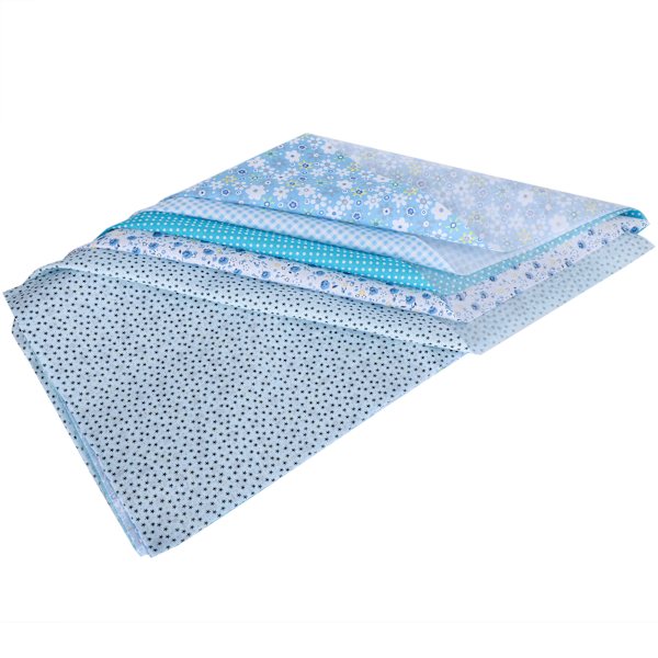 2 Set Bomullstyg Slättväv Trycktyg DIY Sömnad Quiltning PatchWork 5 Färger 50x50cm (Blå)
