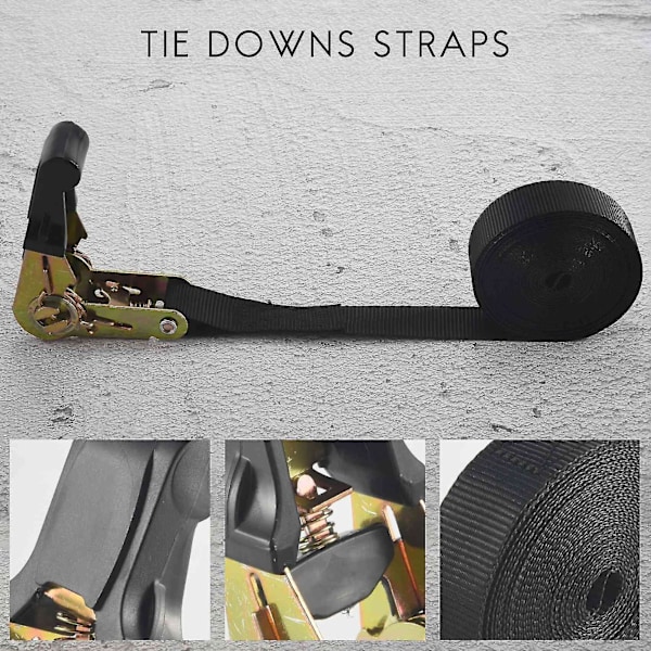2 pakker 20 FT Ratchet Tie Downs stropper 6M x25mm Endeløs Ratchet strop Heavy Duty Cam spænder strop kompatibel med motorcykler, bil-B3