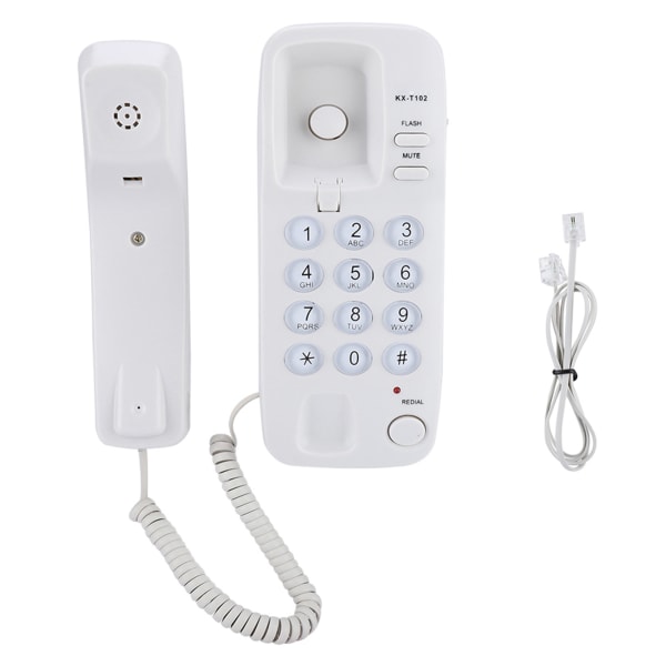 Veggmontert fasttelefontillegg Ingen oppringer-ID Hjemmetelefon for hotellfamilie (hvit)