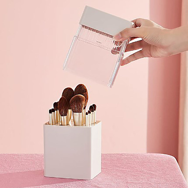 Makeup børsteholder 12 slots multifunktion 2 i 1 støvtæt vandtæt gennemsigtigt vindue børstebeholder med låg