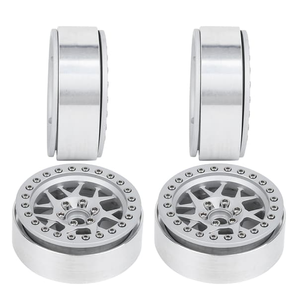 4 stk metallfelg RC biltilbehør passer til SCX10/D90/TRX‑4 1/10 RC Crawler 2,2 tommer sølv