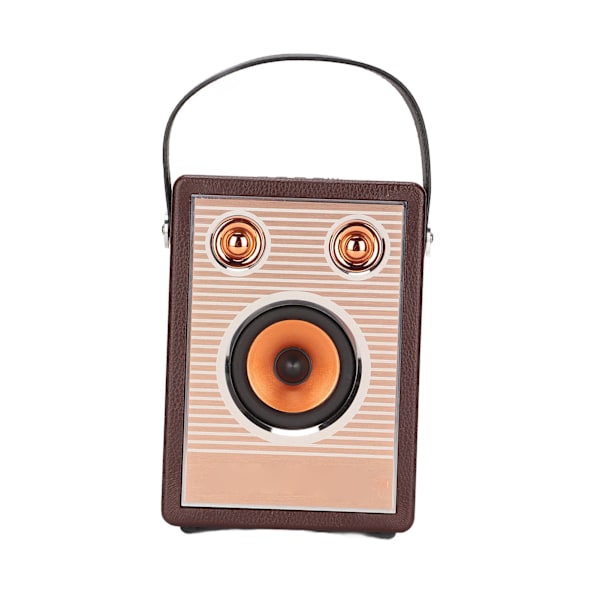 Bluetooth-kaiutin, ladattava, tukee muistikorttia, AUX-liitäntää, kannettava retro-langaton kaiutin kahvalla, ruskea puukuvio (vientiversio)