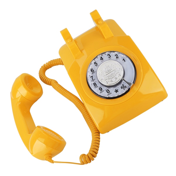 Retro drejeskivetelefon Vintage fastnettelefon Bordtelefon (gul)