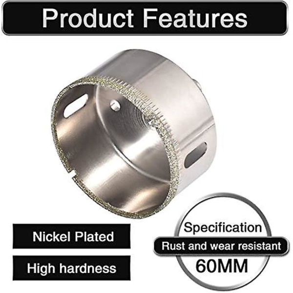 60mm Diamant Hulsave til Glas, Fliser og Klinker