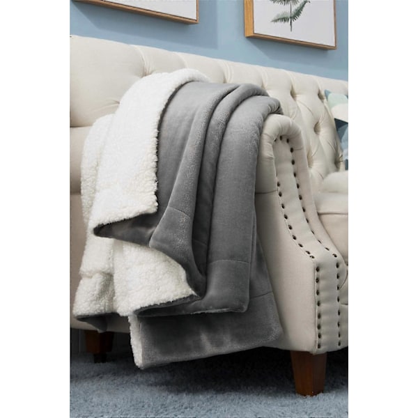 Ruudullinen Fleece-sohvapeitto - Harmaa sohvanpeitto 150CMx200CM