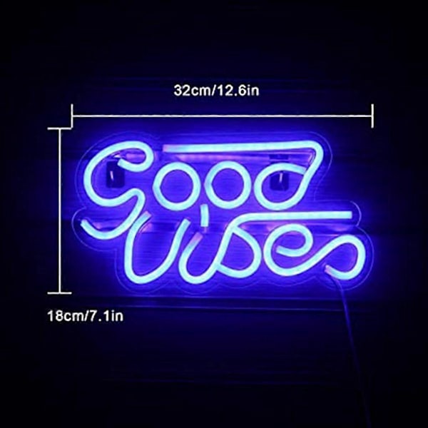 LED Neon Lys Vægmontering Good Vibes LED Neon Skilte USB Port Dekorativ Neon Lampe til Jule Bryllupsfest