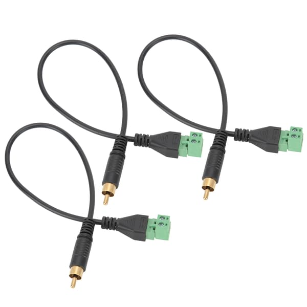3 stk. forgyldt lyd RCA mono han til 2-benet skrueterminal hun konverteradapter