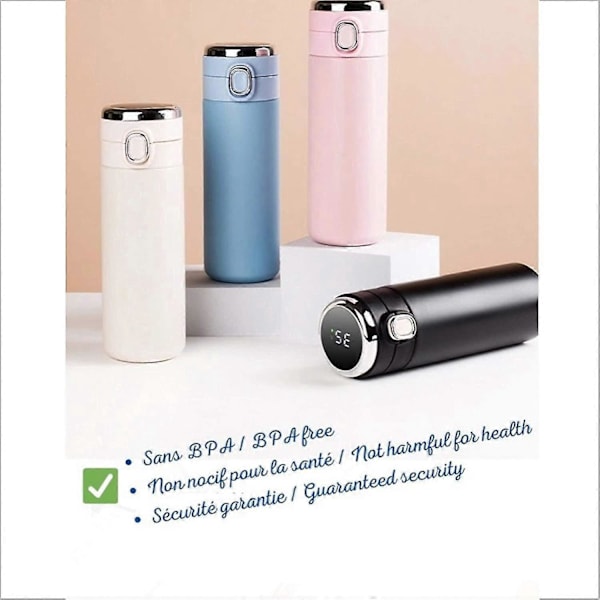 Intelligent Vattentät Isotermisk Vattenflaska Temperaturindikator LED-Skärm Gourd Återanvändbar Dubbelväggig Tom Kopp Varm / Kall 400 Ml Kaffe - Rostfri