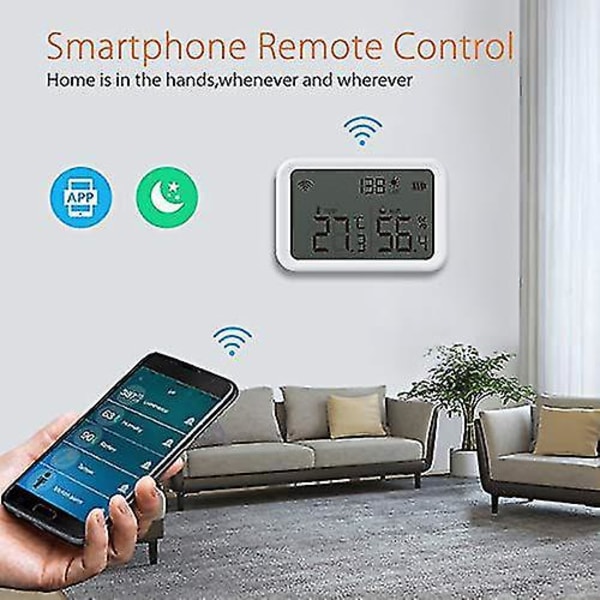 Smart Temperatur- och Luftfuktighetssensor Zigbee Trådlös Hygrometer Termometer med Appvarningar och Dataexport