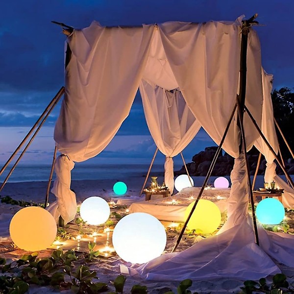 LED Strandboll Poolleksaker, Uppblåsbar Ljusstrandboll, Flytande Poollampa med Fjärrkontroll, 4 Lägen, för Utomhusfestdekoration
