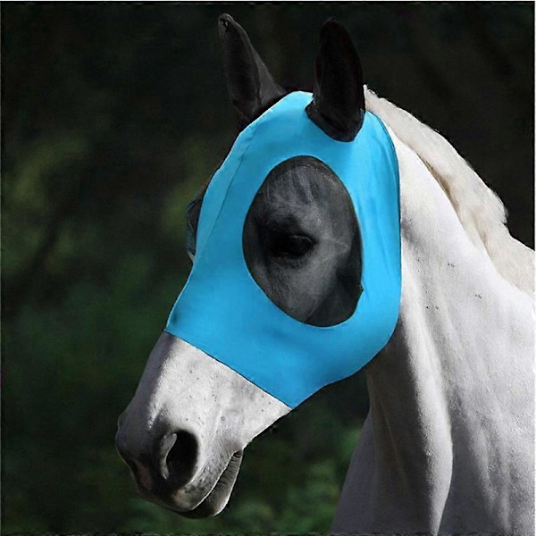 Blå Heste Maske Flue Masker Flue Maske Insektmiddel UV Beskyttelse Med Ører