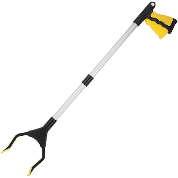Opsamlingsværktøj, 81 cm Sammenklappelig Forlængerklemme, Aluminium Handicap Hjælpeværktøj med Roterende Gummigriber, Lang Armsforlænger til Affaldsopsamler - Gul