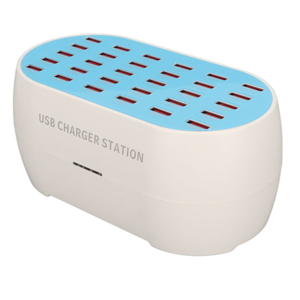 160W 30-porters USB-ladestasjon, flere USB-skrivebordsladere for mobiltelefoner, digitale apparater, 100-240V EU-plugg