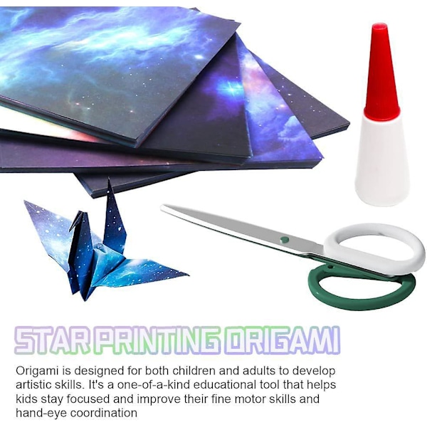 200 ark himmel scrapbook-papir, dobbeltsidig origami-papirsett, vakkert stjernemønstret origami-papir med verdensromtema, bretting for barn, lærere, scrapbook P