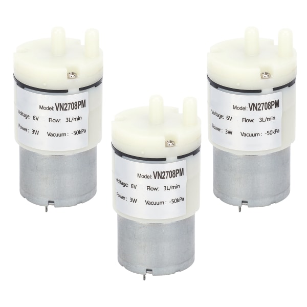 3 stk mikromembranpumpe minivakuumvannluftmotor for fisketank DC 6V (VN2708PM）