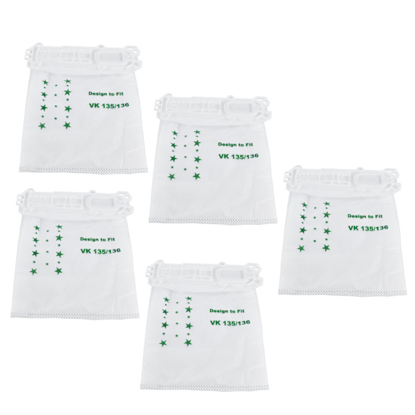 5 STK støvsuger støvpose Nonwoven støvsuger søppelpose for VORWERK VK135 VK136