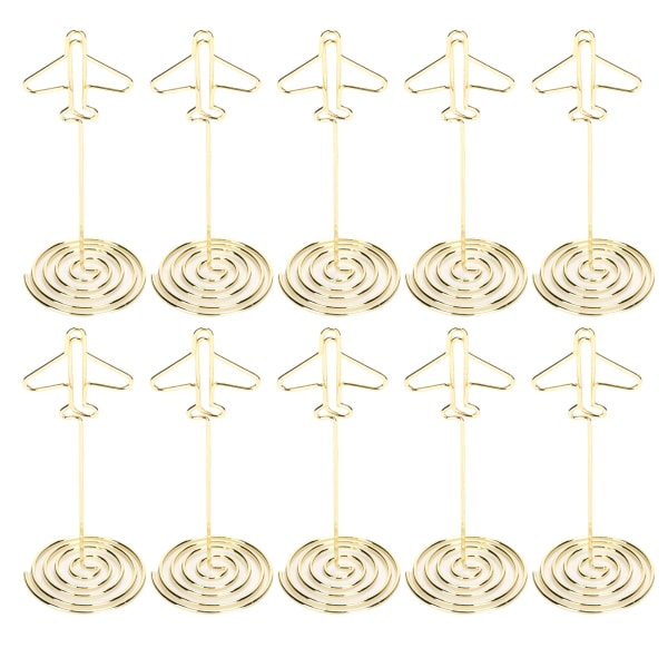 Golden Airplane Desktop Message Clip visitkortholder med base (10 stk)