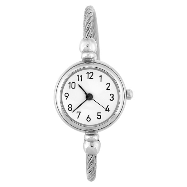 Analog rund kvartslegeringsrem åpen armbåndsur Armbåndsur (arabiske tall hvit urskive) Arabic Numerals White Dial