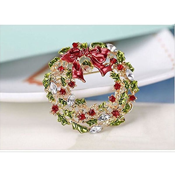 Farverig Rhinestone Guirlande Formet Guirlande Julebroche Nål Gylden Julefest Gave