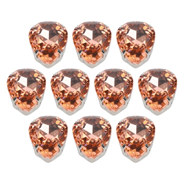 10 st sy på strass kristaller glänsande knappar dekoration för DIY hantverk kläder skor väskor (0,71 x 0,75 tum rosa droppformad)